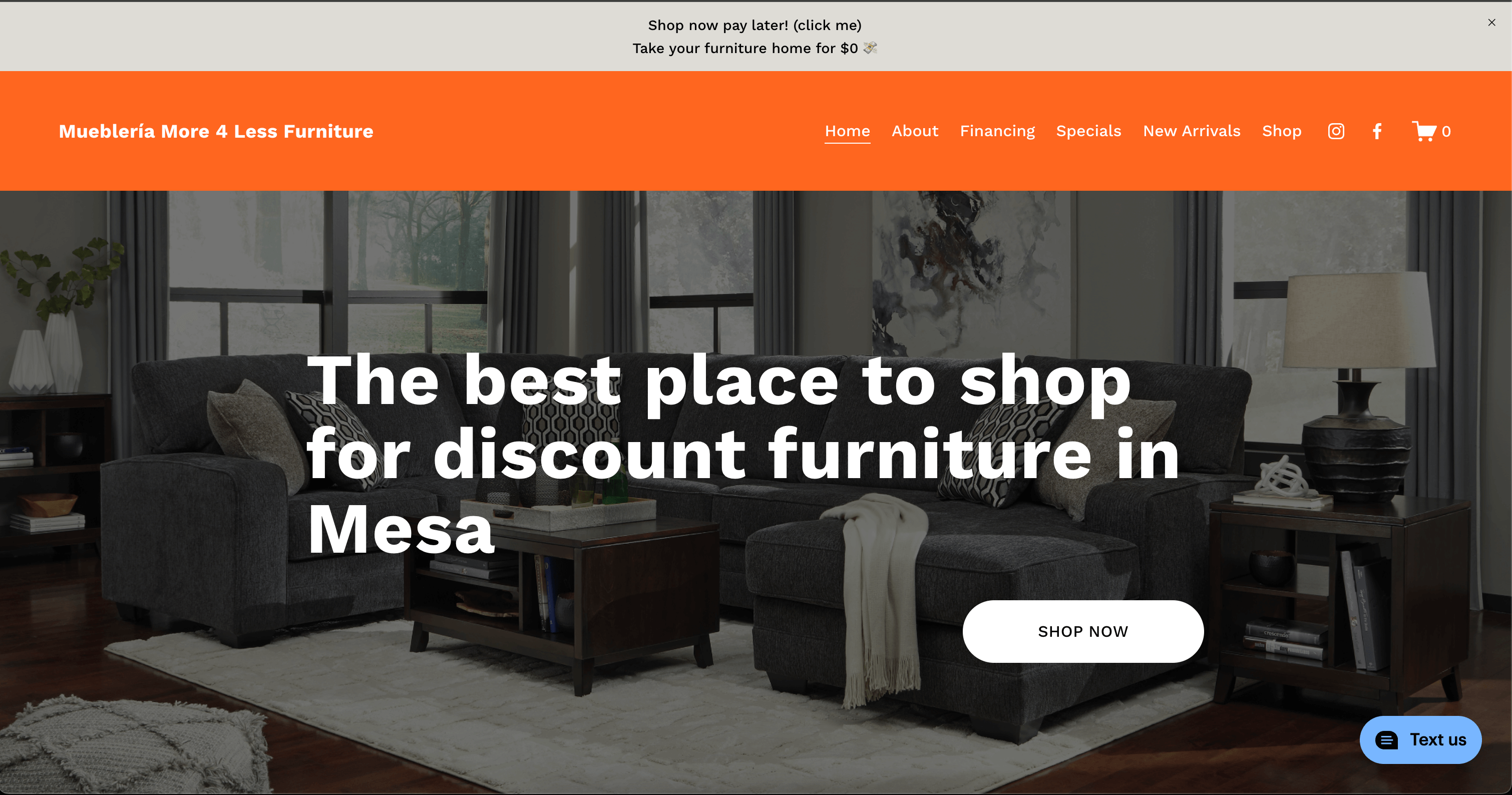 Screenshot of More 4 Less Furniture website